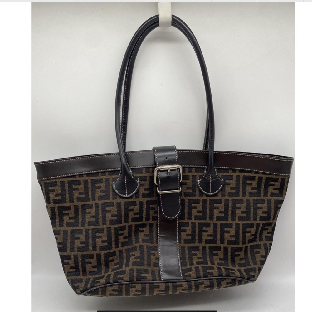 Fendi canvas handbag with magnetic closure